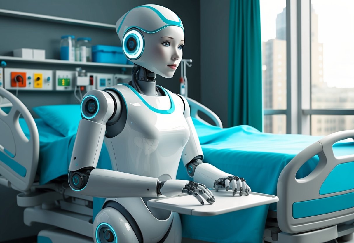 A robot nurse seamlessly integrates with hospital systems, efficiently carrying out tasks